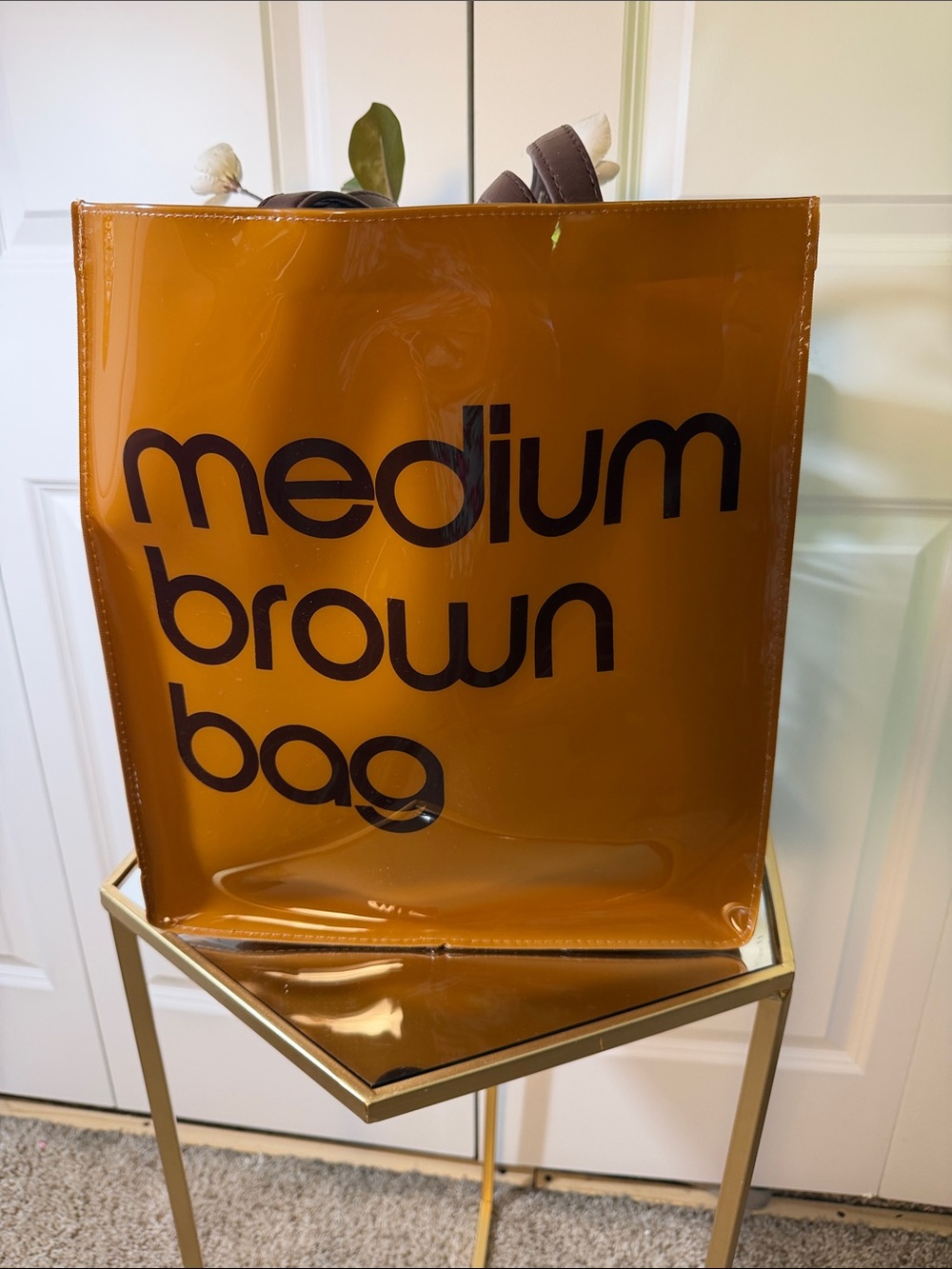 Bloomingdales Medium Brown Bag Clear Tote - Amber Brown
